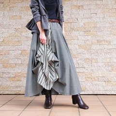 【限定カラー復刻】ストライプ～Stripe～＊どんなコーデも自由自在にデザインができる＊動くたびに美シルエット＊サーキュラースカート＊小倉織ストライプ＊d-sk001S画像