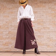 【お値下げ】creemaメルマガ＆特集掲載作品＊当店オリジナル＊桜モチーフパッチワーク×ステッチ×キラキラ刺繍＊ワイドパンツ＊エスニック＊dandelion＊ネパール＊画像