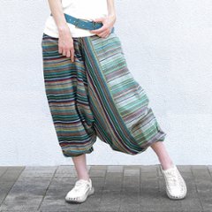 newカラー＊再入荷＊ストライプ切り替え＊裾ぼってりのゆる可愛いシルエット＊サルエルパンツ＊エスニック＊dandelion＊ネパール＊d-pn001の画像