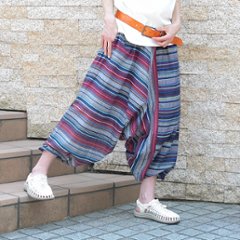 newカラー＊再入荷＊ストライプ切り替え＊裾ぼってりのゆる可愛いシルエット＊サルエルパンツ＊エスニック＊dandelion＊ネパール＊d-pn001画像