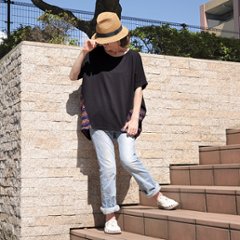 フラワー柄×ラメ切り替え＊ゆったりドルマンチュニック＊トップス＊カットソー＊Tシャツ＊エスニック＊ネパール＊d-tp001画像