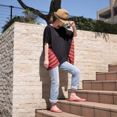 フラワー柄×ラメ切り替え＊ゆったりドルマンチュニック＊トップス＊カットソー＊Tシャツ＊エスニック＊ネパール＊d-tp001画像