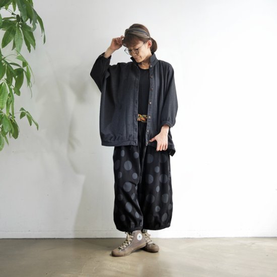 丸っこいシルエット＊大人のためのナチュラルなドット柄＊バルーンワイドパンツ＊d-pn506画像