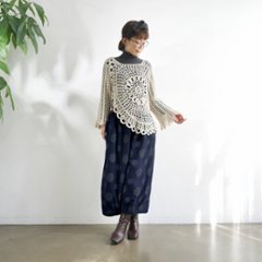 丸っこいシルエット＊大人のためのナチュラルなドット柄＊バルーンワイドパンツ＊d-pn506画像