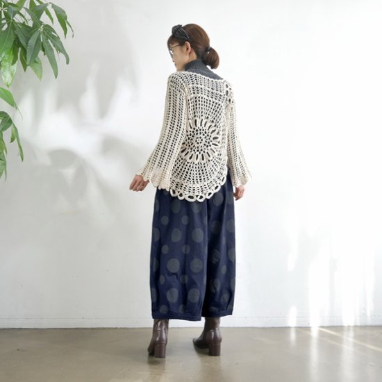 丸っこいシルエット＊大人のためのナチュラルなドット柄＊バルーンワイドパンツ＊d-pn506画像