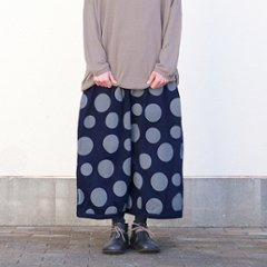 【再入荷】丸っこいシルエット＊オリジナル生地×大きなドット柄＊ゆるかわワイドパンツ＊d-pn506画像