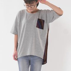 【新作カラー追加】ストライプ切り替え＊ゆったりドロップショルダーデザイン＊カットソー＊トップス＊Tシャツ＊d-tp514の画像