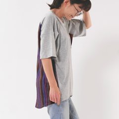 【新作カラー追加】ストライプ切り替え＊ゆったりドロップショルダーデザイン＊カットソー＊トップス＊Tシャツ＊d-tp514画像