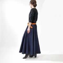 ★お待たせしました★【自由にアレンジスカート】デニム～Denim～360度＊全円＊どんなコーデも自由自在にデザイン＊動くたびに美シルエット＊サーキュラースカート＊インディコデニム＊d-sk009画像