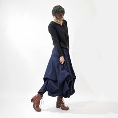 ★お待たせしました★【自由にアレンジスカート】デニム～Denim～360度＊全円＊どんなコーデも自由自在にデザイン＊動くたびに美シルエット＊サーキュラースカート＊インディコデニム＊d-sk009画像