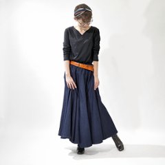 ★お待たせしました★【自由にアレンジスカート】デニム～Denim～360度＊全円＊どんなコーデも自由自在にデザイン＊動くたびに美シルエット＊サーキュラースカート＊インディコデニム＊d-sk009画像