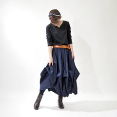 ★お待たせしました★【自由にアレンジスカート】デニム～Denim～360度＊全円＊どんなコーデも自由自在にデザイン＊動くたびに美シルエット＊サーキュラースカート＊インディコデニム＊d-sk009画像