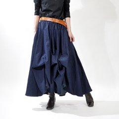 ★お待たせしました★【自由にアレンジスカート】デニム～Denim～360度＊全円＊どんなコーデも自由自在にデザイン＊動くたびに美シルエット＊サーキュラースカート＊インディコデニム＊d-sk009画像