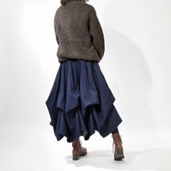 ★お待たせしました★【自由にアレンジスカート】デニム～Denim～360度＊全円＊どんなコーデも自由自在にデザイン＊動くたびに美シルエット＊サーキュラースカート＊インディコデニム＊d-sk009画像