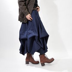 ★お待たせしました★【自由にアレンジスカート】デニム～Denim～360度＊全円＊どんなコーデも自由自在にデザイン＊動くたびに美シルエット＊サーキュラースカート＊インディコデニム＊d-sk009画像