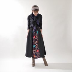 【再入荷】着丈2展開＊花刺繍柄＊贅沢に刺繍を施した大人上品＊切り替えロングスカート＊裏地付き＊d-sk007画像