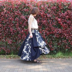  【自由にアレンジスカート】フラワー～flower～どんなコーデも自由自在にデザインができる＊変形＊バルーン＊立体ロングスカート＊d-sk2001画像