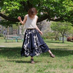  【自由にアレンジスカート】フラワー～flower～どんなコーデも自由自在にデザインができる＊変形＊バルーン＊立体ロングスカート＊d-sk2001画像