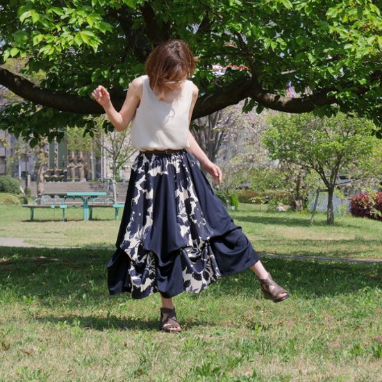 【自由にアレンジスカート】フラワー～flower～どんなコーデも自由自在にデザインができる＊変形＊バルーン＊立体ロングスカート＊d-sk2001画像