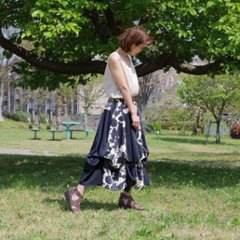  【自由にアレンジスカート】フラワー～flower～どんなコーデも自由自在にデザインができる＊変形＊バルーン＊立体ロングスカート＊d-sk2001画像