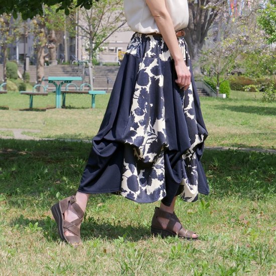  【自由にアレンジスカート】フラワー～flower～どんなコーデも自由自在にデザインができる＊変形＊バルーン＊立体ロングスカート＊d-sk2001画像