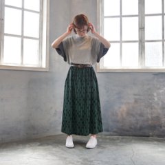 着丈2展開＊リーフライン柄＊ゆるやかなフレアAラインシルエット＊落ち感あるやわらかコットン素材＊スカート＊d-sk513画像