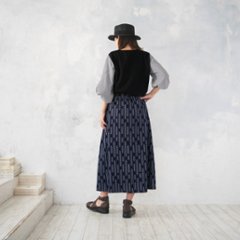 着丈2展開＊リーフライン柄＊ゆるやかなフレアAラインシルエット＊落ち感あるやわらかコットン素材＊スカート＊d-sk513画像