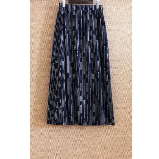 着丈2展開＊リーフライン柄＊ゆるやかなフレアAラインシルエット＊落ち感あるやわらかコットン素材＊スカート＊d-sk513画像