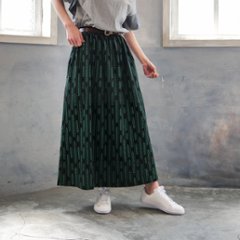着丈2展開＊リーフライン柄＊ゆるやかなフレアAラインシルエット＊落ち感あるやわらかコットン素材＊スカート＊d-sk513画像