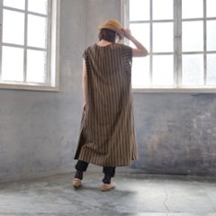 2丈から選べる＊綿素材で心地よく＊さらりと着られる＊マルチストライプ＊ゆったりAラインワンピース＊d-dr521画像