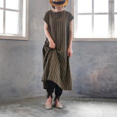 2丈から選べる＊綿素材で心地よく＊さらりと着られる＊マルチストライプ＊ゆったりAラインワンピース＊d-dr521画像