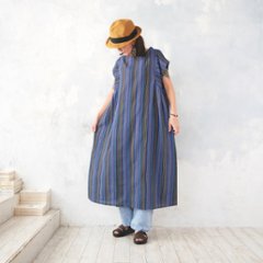 2丈から選べる＊綿素材で心地よく＊さらりと着られる＊マルチストライプ＊ゆったりAラインワンピース＊d-dr521画像