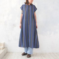 2丈から選べる＊綿素材で心地よく＊さらりと着られる＊マルチストライプ＊ゆったりAラインワンピース＊d-dr521画像