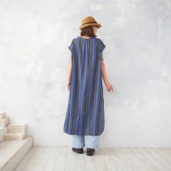 2丈から選べる＊綿素材で心地よく＊さらりと着られる＊マルチストライプ＊ゆったりAラインワンピース＊d-dr521画像