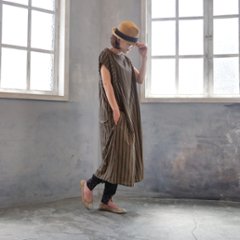 2丈から選べる＊綿素材で心地よく＊さらりと着られる＊マルチストライプ＊ゆったりAラインワンピース＊d-dr521画像