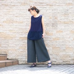 レースが彩る＊体のラインを拾わないAラインシルエット＊ラウンド裾＊ふんわり綿素材のノースリーブトップス＊d-tp515画像