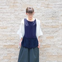 レースが彩る＊体のラインを拾わないAラインシルエット＊ラウンド裾＊ふんわり綿素材のノースリーブトップス＊d-tp515画像