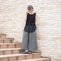 レースが彩る＊体のラインを拾わないAラインシルエット＊ラウンド裾＊ふんわり綿素材のノースリーブトップス＊d-tp515画像
