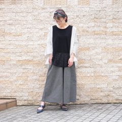 レースが彩る＊体のラインを拾わないAラインシルエット＊ラウンド裾＊ふんわり綿素材のノースリーブトップス＊d-tp515画像