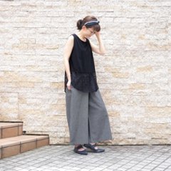 レースが彩る＊体のラインを拾わないAラインシルエット＊ラウンド裾＊ふんわり綿素材のノースリーブトップス＊d-tp515画像