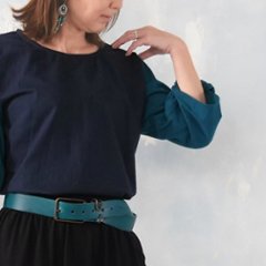 ふわりとひろがる袖の立体感を遊ぶ「ひねり袖 」＊ツートーンカラー＊大人カジュアルトップス＊カットソー＊d-tp017画像
