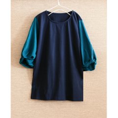 ふわりとひろがる袖の立体感を遊ぶ「ひねり袖 」＊ツートーンカラー＊大人カジュアルトップス＊カットソー＊d-tp017画像