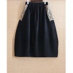 インド刺繍リボンのポケットが揺れる＊ふんわり大人可愛い＊ふんわり暖か裏起毛＊バルーンスカート＊ d-sk511画像