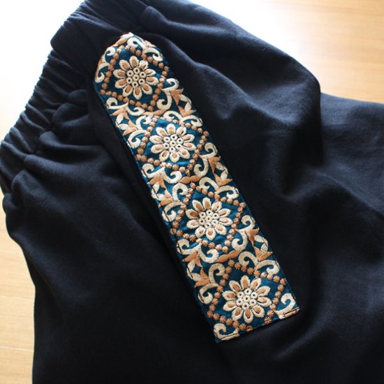 インド刺繍リボンのポケットが揺れる＊ふんわり大人可愛い＊ふんわり暖か裏起毛＊バルーンスカート＊ d-sk511画像
