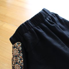 インド刺繍リボンのポケットが揺れる＊ふんわり大人可愛い＊ふんわり暖か裏起毛＊バルーンスカート＊ d-sk511画像