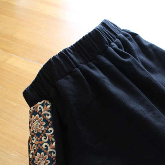 インド刺繍リボンのポケットが揺れる＊ふんわり大人可愛い＊ふんわり暖か裏起毛＊バルーンスカート＊ d-sk511画像