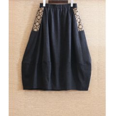 インド刺繍リボンのポケットが揺れる＊ふんわり大人可愛い＊ふんわり暖か裏起毛＊バルーンスカート＊ d-sk511画像