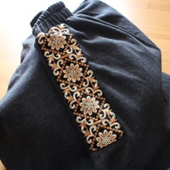 インド刺繍リボンのポケットが揺れる＊ふんわり大人可愛い＊ふんわり暖か裏起毛＊バルーンスカート＊ d-sk511画像