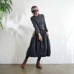 インド刺繍リボンのポケットが揺れる＊ふんわり大人可愛い＊ふんわり暖か裏起毛＊バルーンスカート＊ d-sk511画像