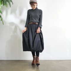 インド刺繍リボンのポケットが揺れる＊ふんわり大人可愛い＊ふんわり暖か裏起毛＊バルーンスカート＊ d-sk511画像